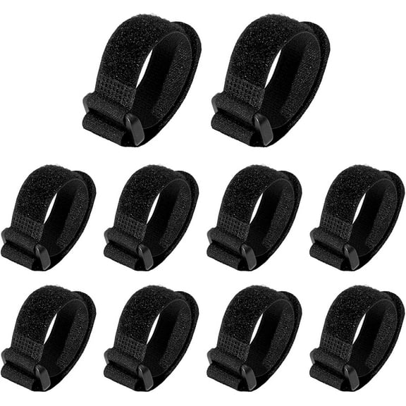 10 x Reusable Cable Ties Black,Hook and Loop Cable Straps, Heavy Duty, 0.79"7.87"(25x200mm), Adjustable Multipurpose Securing Straps for PC Cable Management, Organizing Cords, TV, Desk