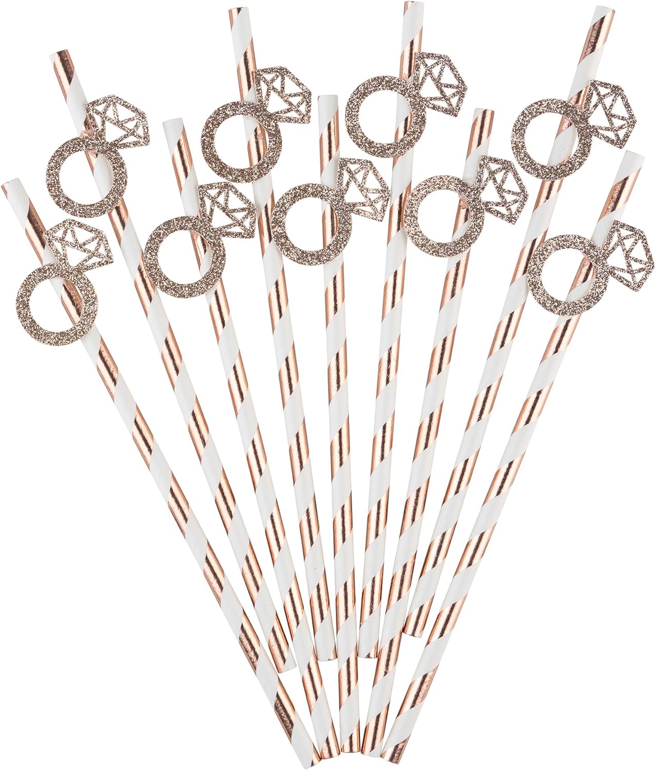 Straw Ring 10 x Rose Gold Glitter Engagement Ring Straws – Bachelorette ...