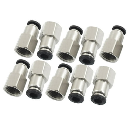 10 x Straight Quick Connectors Pneumatic Fittings 6mm x 1/4" PT Female Thread