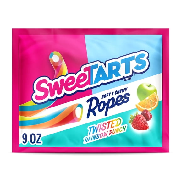 10 x - SweeTARTS Ropes, Candy, Twisted Rainbow Punch, Soft and Chewy, 9 oz