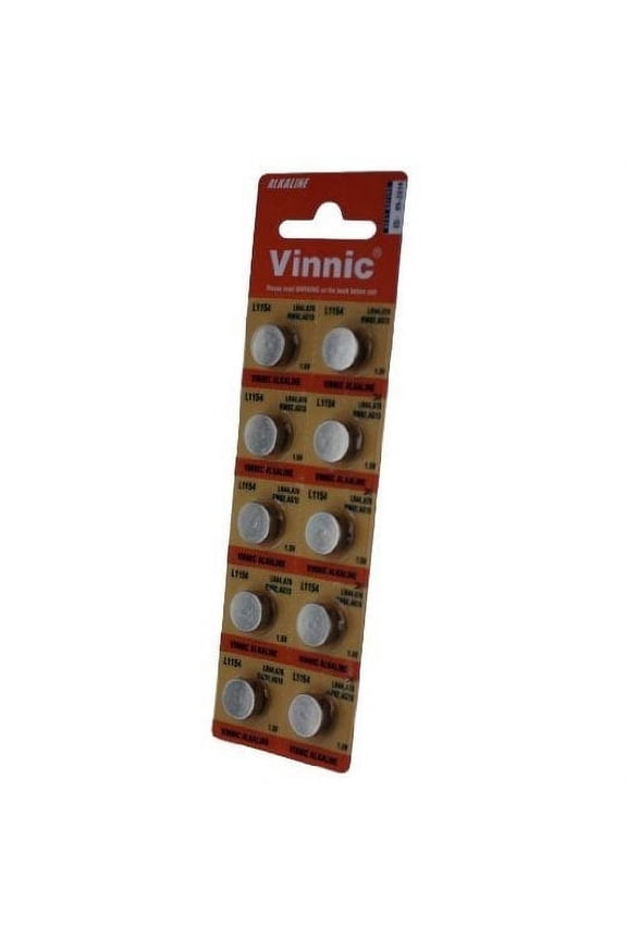 10 x Vinnic Size LR44 V357 357 AG13 L1154 Alkaline Watch Battery