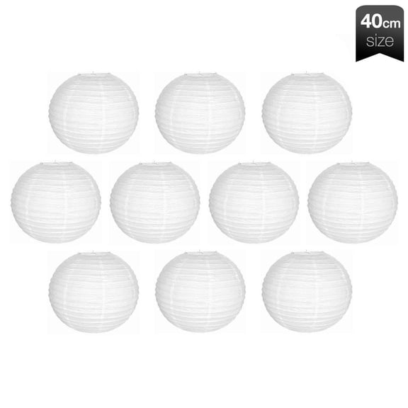 10 x White Paper Lanterns 16” (40cm) Round Lamp Shade Floral Wedding Party DIY Crafts Decoration Supplies