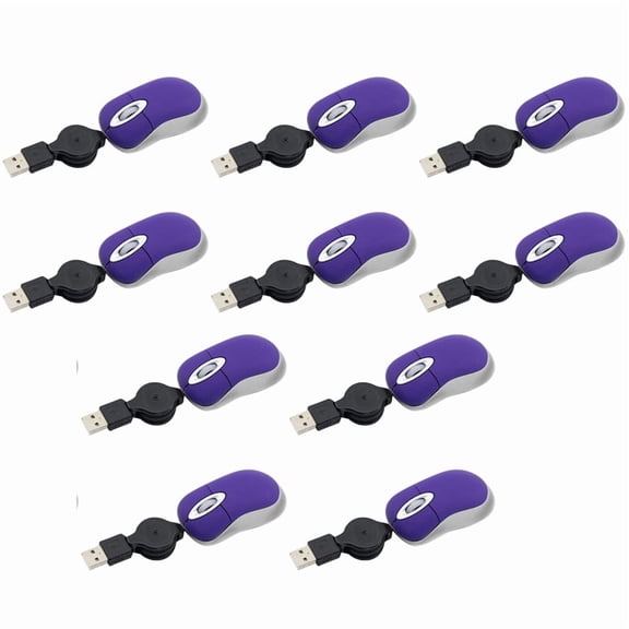10X Mini USB Wired Mouse Retractable Tiny Small Mouse 1600 DPI Optical Compact Travel Mice
