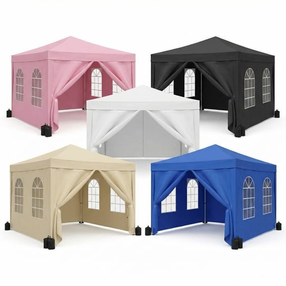 10'x10' EZ Pop Up Canopy with 6 Removable Sidewalls | UPF 50+ Waterproof Portable Shelter, Gazebo with Weight Bags for Parties, Beach, Camping