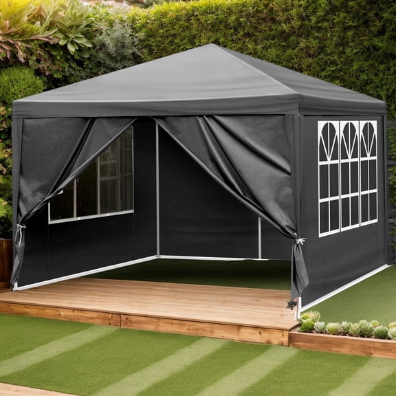 10'x10' Gazebo Waterproof Outdoor Canopy Patio Tent Party Tent for Wedding BBQ Cater, Black