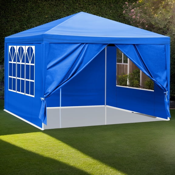 10'x10' Gazebo Waterproof Outdoor Canopy Patio Tent Party Tent for Wedding BBQ Cater, Blue