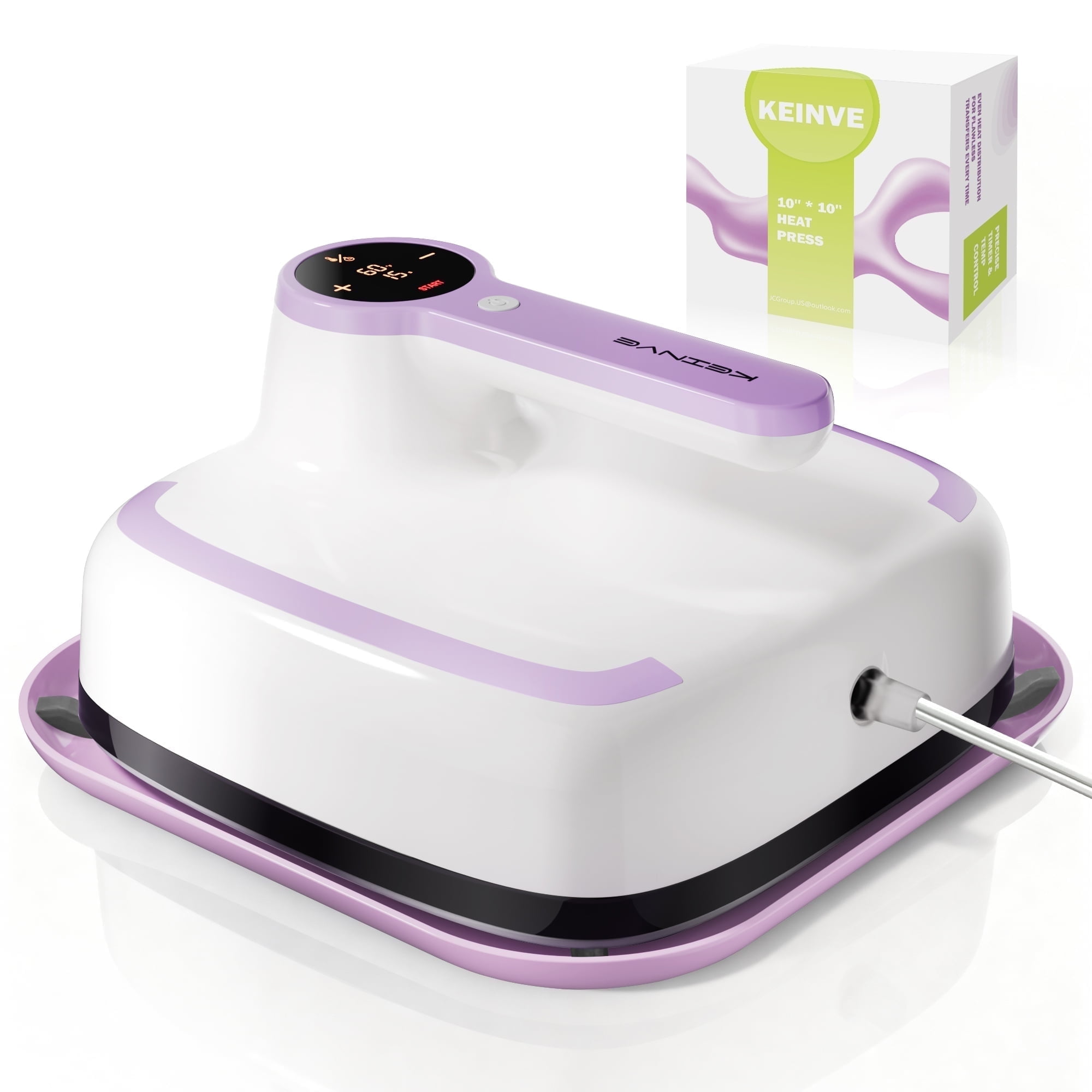 10"x10" Heat Press Machine for T-Shirts, Fast Heating with Timer & Auto Shut-Off, DIY Iron-On Transfer Press for Clothes & Bags, Purple