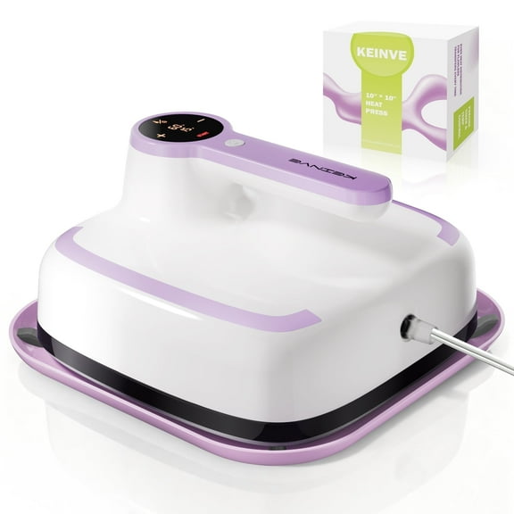 10"x10" Heat Press Machine for T-Shirts, Fast Heating with Timer & Auto Shut-Off, DIY Iron-On Transfer Press for Clothes & Bags, Purple