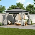 thumbnail image 1 of 10'x10' Outdoor Gazebo Tent with Double Roofs, Patio Gazebo with Mosquito Netting, Patio Canopy for Backyard, Garden, Lawn and Deck,Grey, 1 of 7