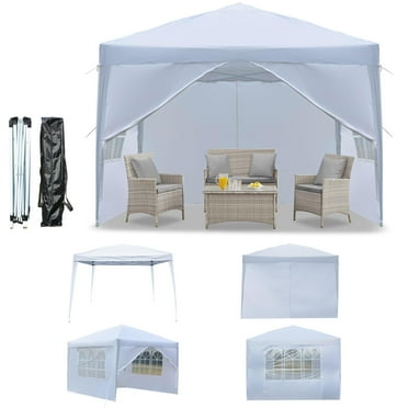 10'x10' Outdoor Wedding Party Tent with 4 Sidewalls, SEGMART Pop Up Canopy Tent with 3 Adjustable Heights, Portable Waterproof Instant Patio Gazebo Tent with Carrying Bag for Garden Pavilion