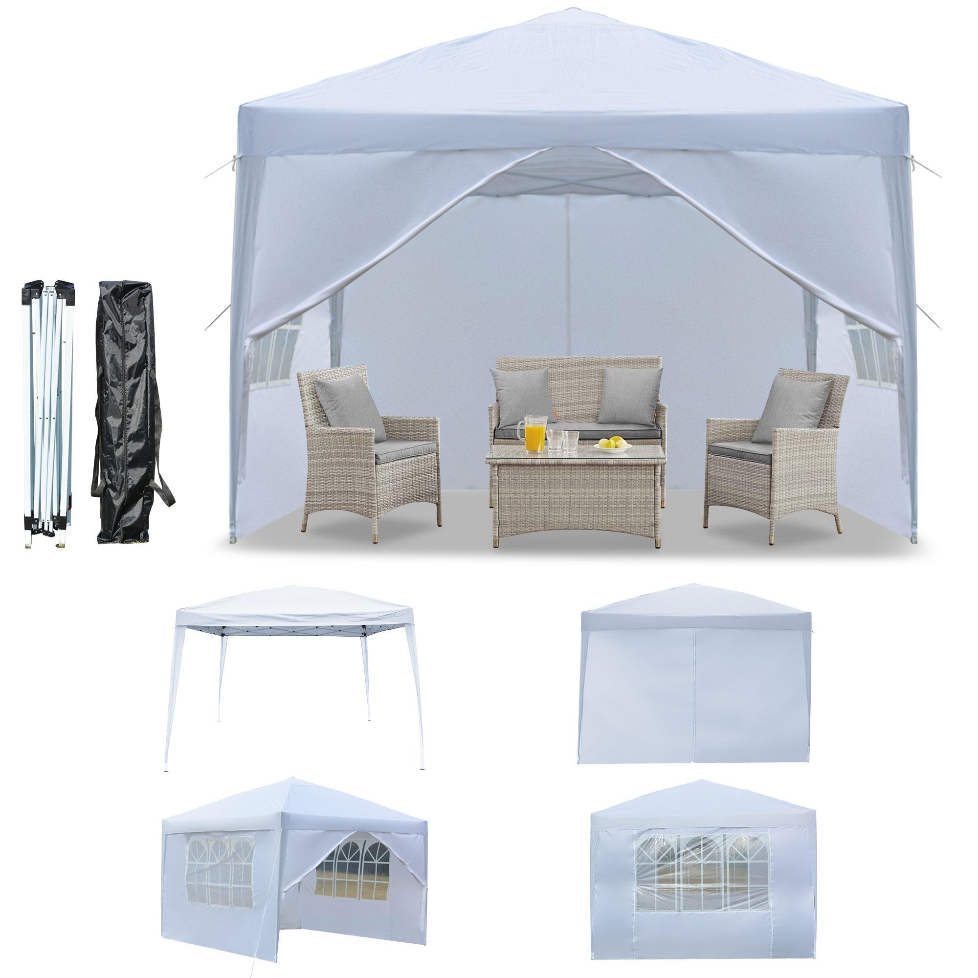 10'x10' Outdoor Wedding Party Tent with 4 Sidewalls, SEGMART Pop Up Canopy Tent with 3 Adjustable Heights, Portable Waterproof Instant Patio Gazebo Tent with Carrying Bag for Garden Pavilion - image 1 of 9