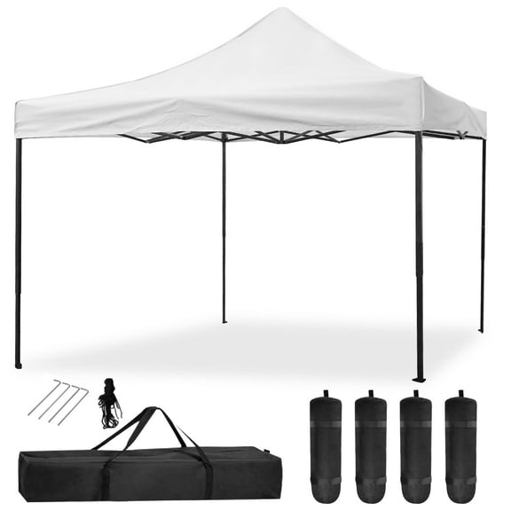 Dkelincs 10'×10' Pop Up Canopy Tent Outdoor Party Tent Commercial Instant Canopy Air Circulation Outdoor Gazebo with Backpack Bag for Flea Market, White