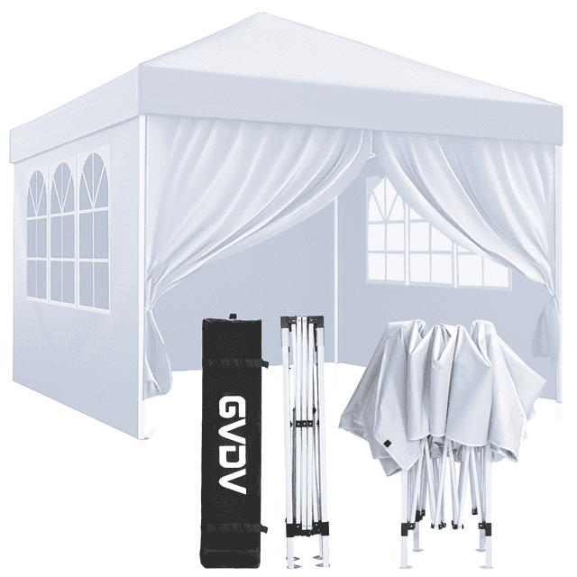 GVDV 10'x10' Waterproof Pop Up Canopy Tent with Removable Sidewalls ...