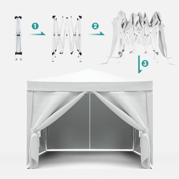 10'x10' Pop Up Canopy with 4 Sidewalls & Weight Bags, UPF 50+