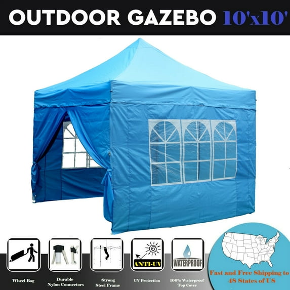 10'x10' Pop up Canopy Wedding Party Tent Gazebo EZ Sky Blue - F Model Commercial Frame By DELTA Canopies