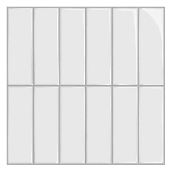10”x10” White 3D Peel and Stick Backsplash Tiles  Glossy Self-Adhesive Vinyl Wall Stickers  Waterproof Subway Tiles for Kitchen & Bathroom