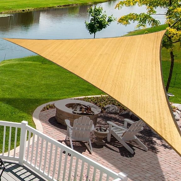 10'x10' Sand HDPE Sunshade Sail UV Protection Shade Canopy for Outdoor Patio Backyard Deck & Garden