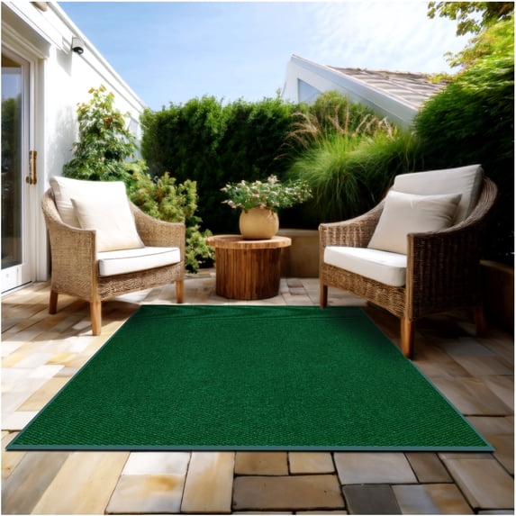 10'x10' Soft Indoor/Outdoor Hobnail Style Area Rugs. Lightweight and Flexible for Easy Cleaning and Transport (Color: Heather Green)