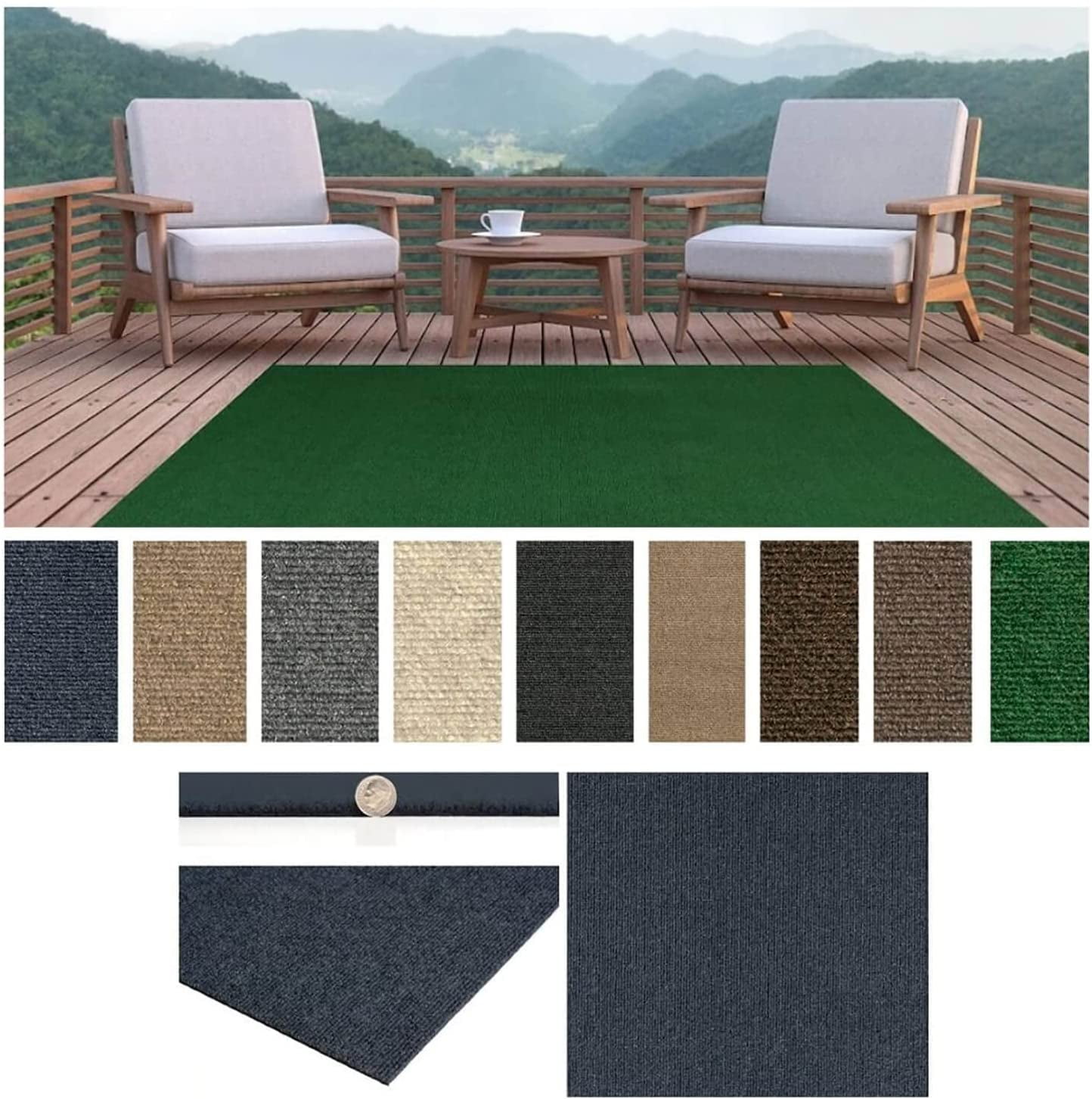 10‘x10‘ Square Sky Grey Economy Indoor/Outdoor Carpet Patio & Pool