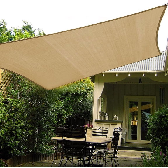 10'x10' Sun Shade Sails Curved Canopy Square Sand 185GSM Shade Sail Permeable for Deck Yard Backyard, (We Make Custom Size)
