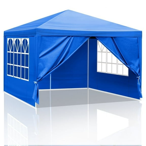10x10 Pop up Canopy with Sidewalls,Waterproof Tent for Parties Wedding Event,Instant Outdoor Gazebos with Carry Bag,Stakes,& Ropes,Blue