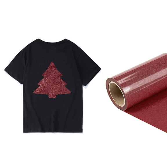 10"x10ft Glitter HTV Vinyl Roll (Red) - Iron-On Transfer Film for T-Shirts, Bags & Crafts. Cricut/Silhouette Compatible!