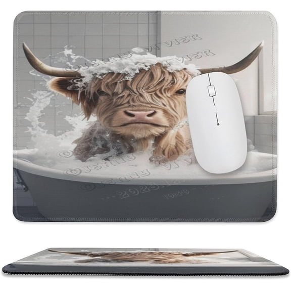10"x12" Mouse Pad, Cute Small Mousepad, Stitched Edge Mouse Pads for Desk, Gaming Mouse Mat for Computer Laptop Office - Cow