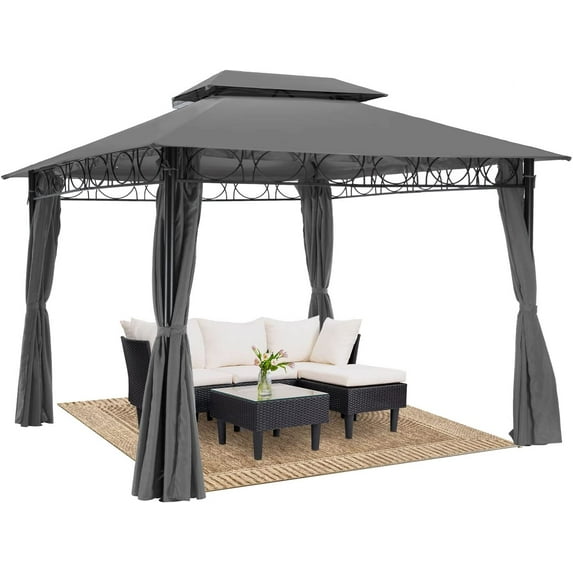 FDW Outdoor Canopy with 4 Sidewall for Patio Outdoor (10'x13', Grey)
