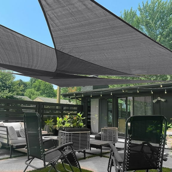 10'x14'x17.2' Dark Grey Sun Shade Right Triangle Sunhsade  Awning for Patio Backyard Carport Pergola