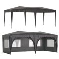 thumbnail image 1 of 10'x20' Ez Pop Up Canopy, Tent Commercial Instant Portable Folding Market Shelter with 6 Removable Sidewalls, Carry Bag, 6pcs Weight Bag, UV-protective Canopies for Outdoor Gazebo, Black, 1 of 9