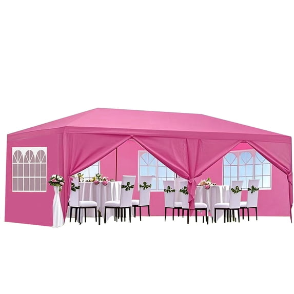 10'x20' Party Tent, Outdoor Gazebo with 6 Removable Sidewalls, Outdoor Event Tent for Birthday Holiday Garden Patio Backyard, Pink