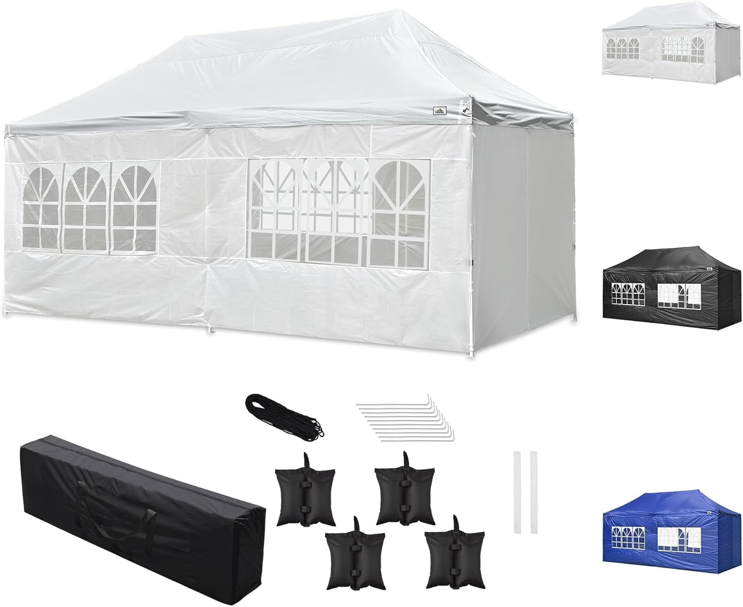 10'x20' Waterproof Ez Pop Up Canopy Tent Shelter, White