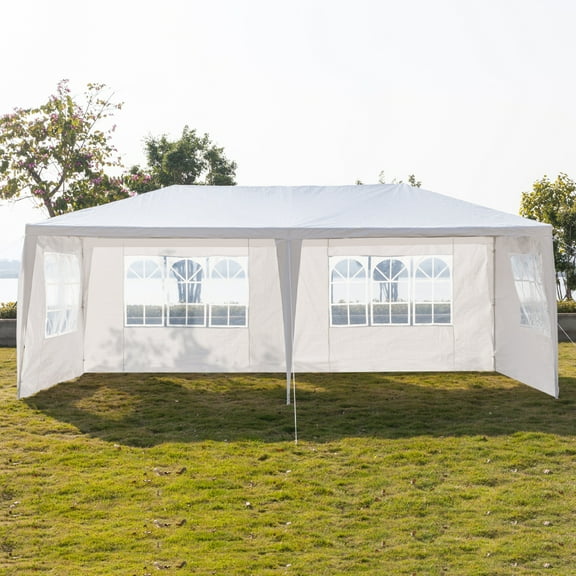 10'x20' Waterproof Party Tent - White Outdoor Canopy with 6 Removable Sidewalls for Weddings & Events