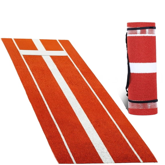 10'x3' Softball Pitching Mat with Mound – 5mm EVA Shock-Absorbing Foam Base, Anti-Fade Turf, Non-Slip Backing, Portable Baseball Training Aid with Carrying Strap