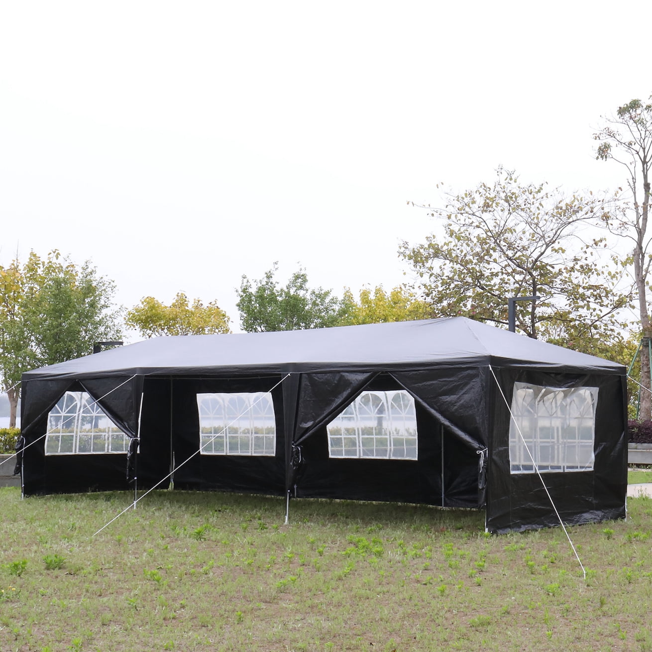 10"x30" Outdoor Party Tent with 8 Removable Sidewalls,Waterproof Wedding, Patio and Event Gazebo Canopy,Heavy Duty UV Protection for Backyard,BBQ,Camping and Large Gatherings,Black