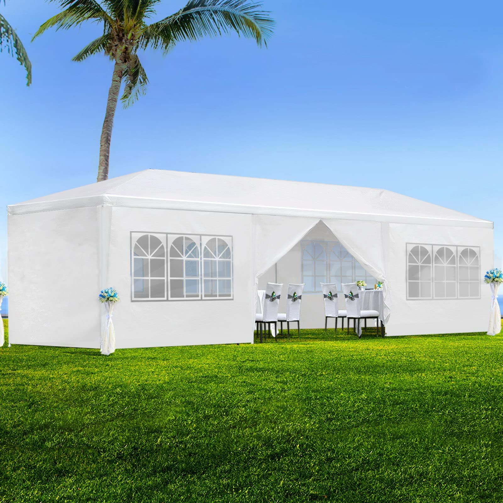 White 10x30 Outdoor Wedding Party Canopy Tent with Removable Walls