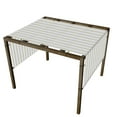 thumbnail image 1 of 10'x6' Beige White Strip Outdoor Sun Shade Panel Universal Pergola Replacement Cover Canopy with Grommets Weight Rods Sun Block Cover, 1 of 5