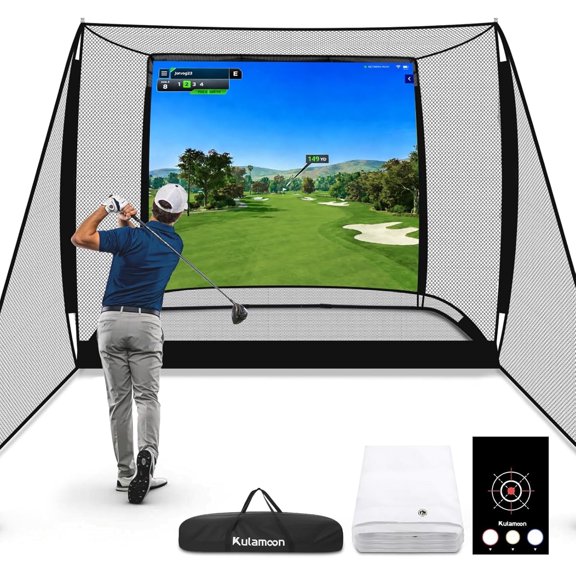 10'x8' Heavy-Duty Golf Practice Net, Driving Net with Impact Screen, Target Cloth & Side Barriers, Ideal for Backyard, Garage & Outdoor Training