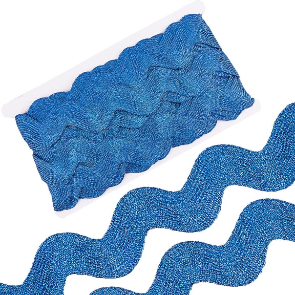 10 yard Metallic Polyester Wavy Fringe Trim Ribbon Wave Bending Lace Trim Dodger Blue 1-3/4~2 inch(45~50mm)