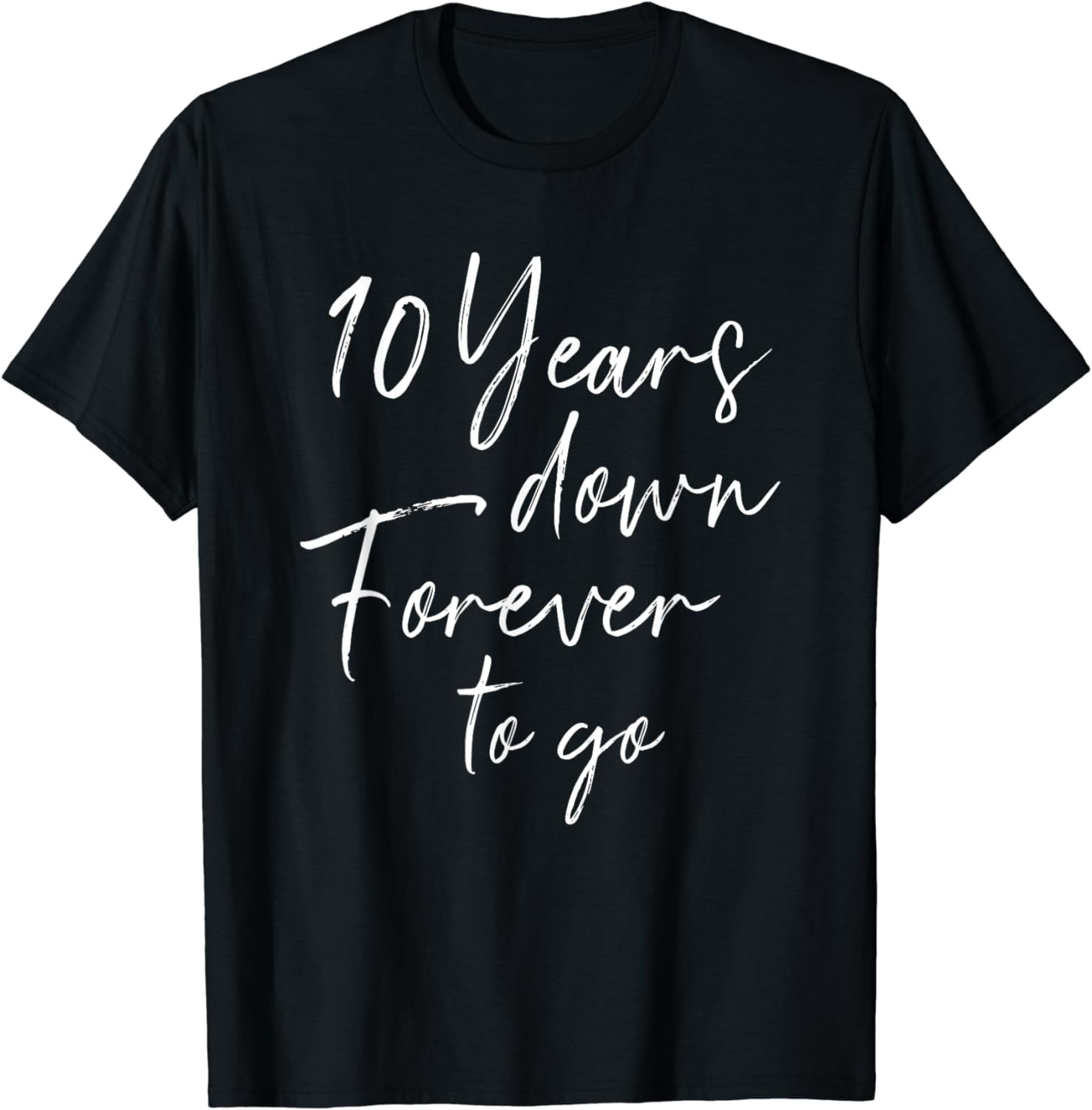 10th Anniversary Coffee Mug – “10 Years Down Forever To Go” Black Accent Ceramic Mug For Couples Gift