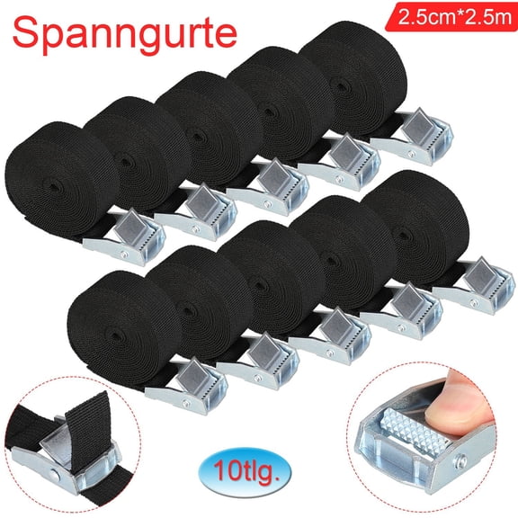 10 zinc alloy buckle binding straps 2.5cm * 2.5m black
