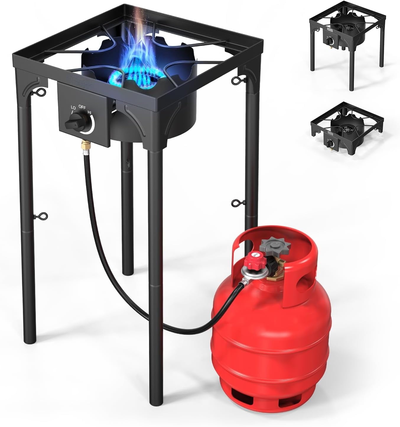 100,000 BTU Portable Gas Camping Stove, Outdoor Propane Burner with Regulator, High Pressure Single Cooker Camp Cooking Home Brewing