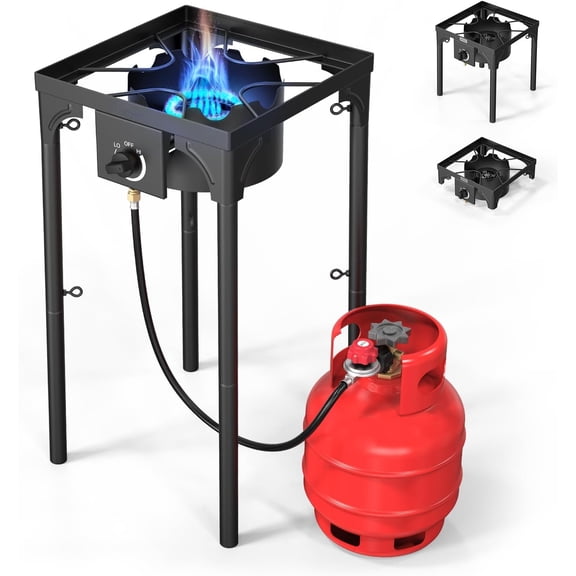 100,000 BTU Portable Gas Camping Stove, Outdoor Propane Burner with Regulator, High Pressure Single Cooker Camp Cooking Home Brewing