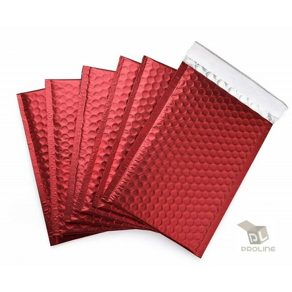100 #000 Matte Metallic Red Poly Bubble Mailers 4x8 (Inner 4x7)