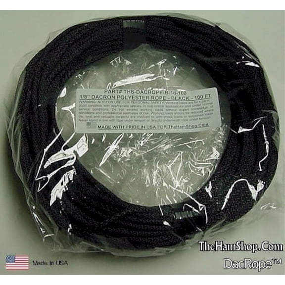 100' - 1/8" Ham Radio Antenna Support Rope - First Quality Polester Rope for, DIPOLE, Long Wire and other Antennas