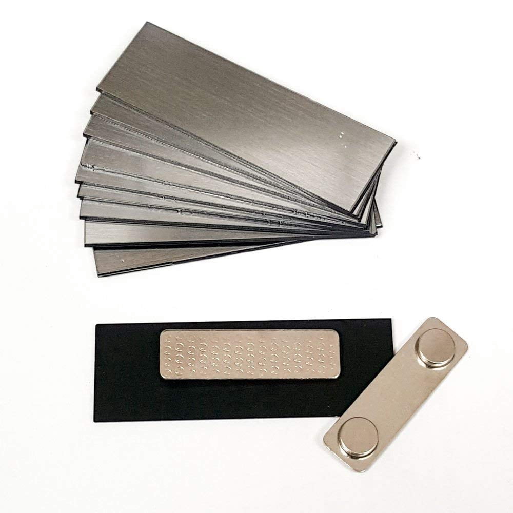100 (10 Pack ) Bundle 1" X 3" Name Badge Blanks with Magnetic Backing - Brushed Silver - 1,000 pcs