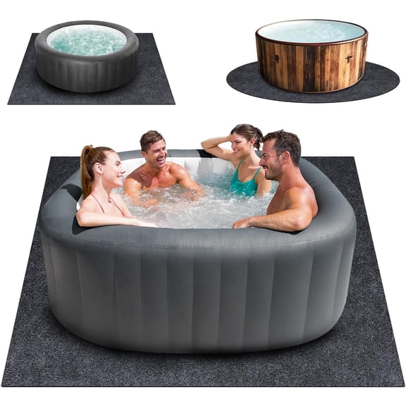 NN 100 * 100 Inch Hot Tub Mat, Extra Large Inflatable Hot Tub Pad Outdoor Indoor, Waterproof Slip-Proof Backing, Absorbent Spa Pool Ground Base Flooring Protector Mat, Protect Hot Tub Pool from Wear
