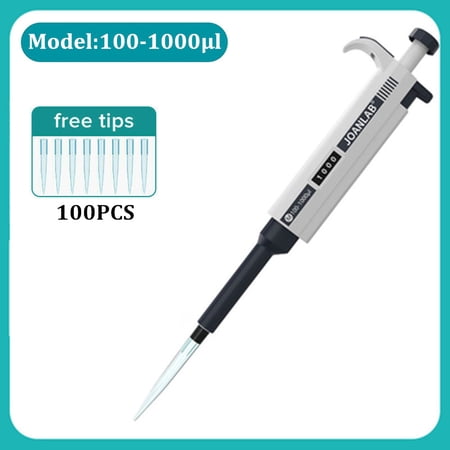 100-1000µl Pipettor Single Channel Adjustable Microliter Pipette Lab Transfer Pipette with 100PCS Free Tips