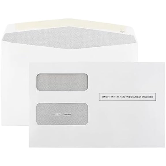 100 1099 Envelopes Designed For 1099 Misc, INT, 1099-R, And 1095-C, Laser Forms from Quickbooks or Similar Tax Software -Double-Window Security Envelope, Gummed Flap, 5 5/8 Inch x 9 Inch Pack of 100