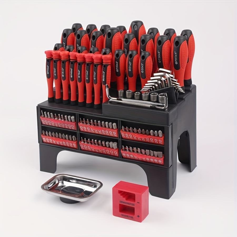 Screwdriver Set And Rack 100/118/126-Piece Insulated Magnetic Screwdriver Set with Plastic Rack ...